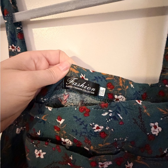 Amazon Floral Teal Women's Overalls - Picture 6 of 6